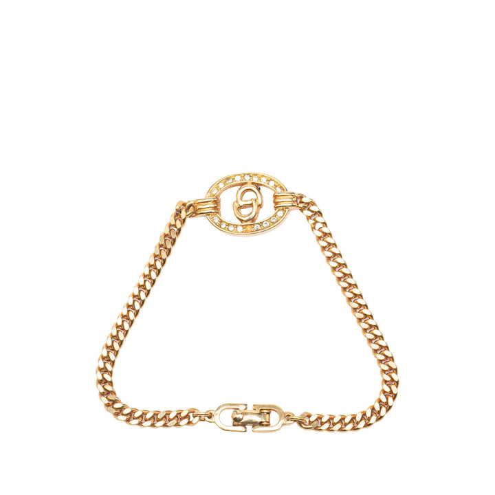 Dior Bracelet Strass CD Logo Chaîne plaqué or – vue 3 – GABY PARIS