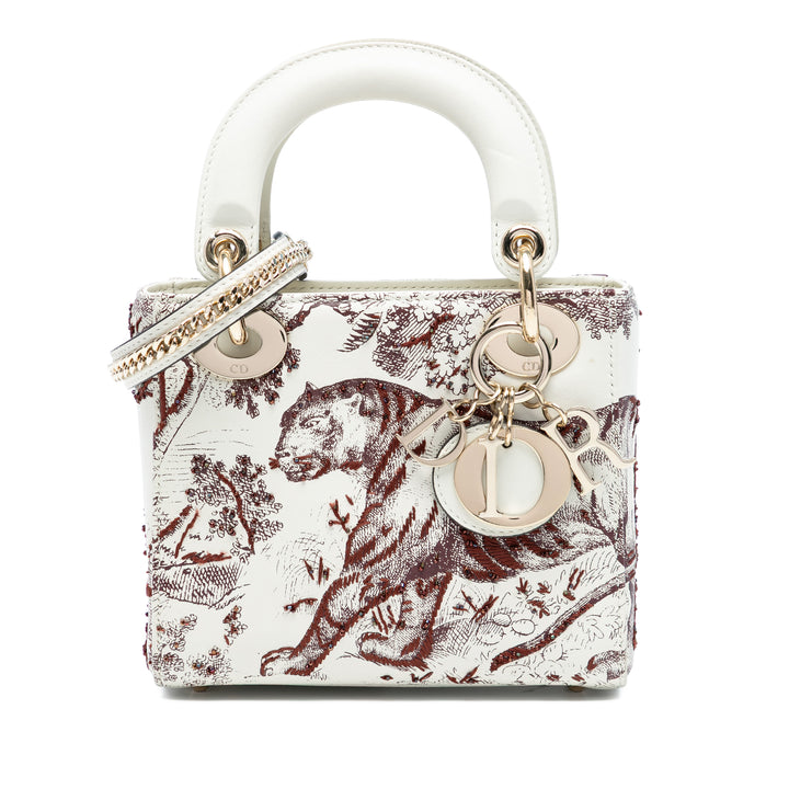 Dior Limited Edition Mini Cuir de veau brodé Toile de Jouy Lady Dior