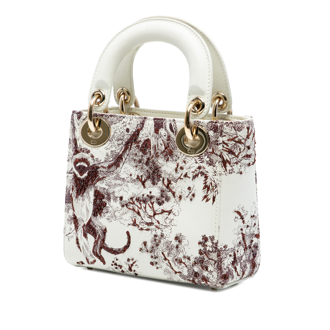 Dior Limited Edition Mini Cuir de veau brodé Toile de Jouy Lady Dior