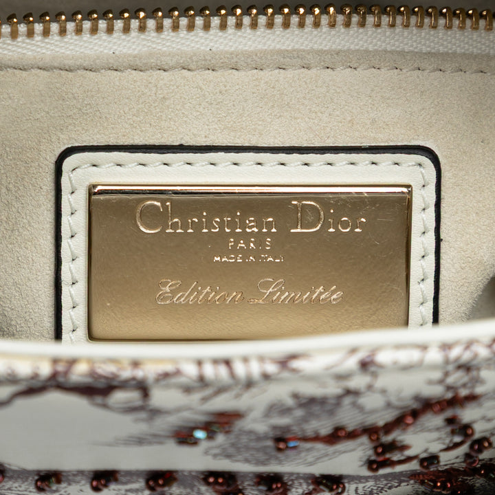 Dior Limited Edition Mini Cuir de veau brodé Toile de Jouy Lady Dior