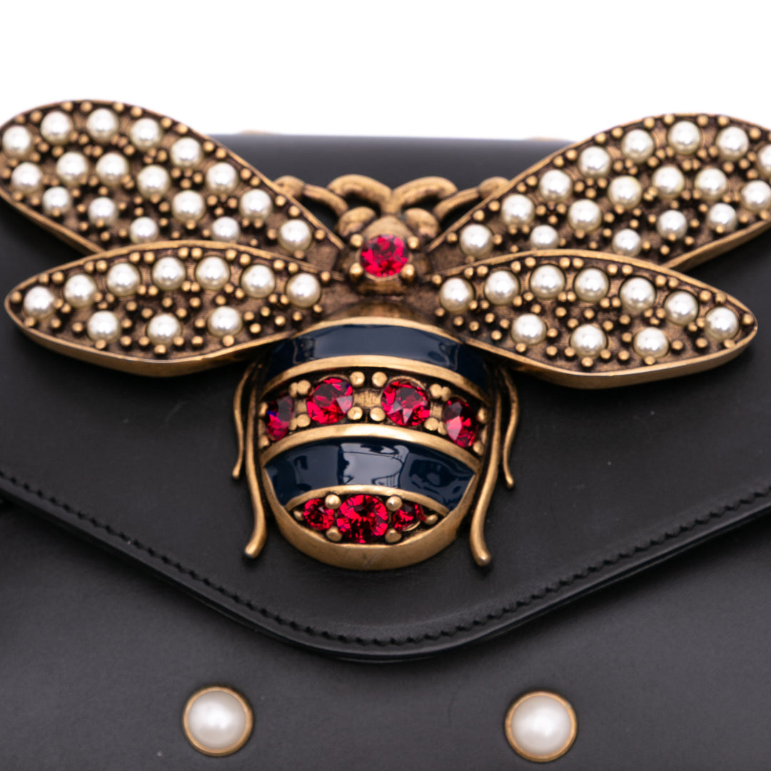 Mini Queen Margaret Broadway Leather Satchel Black - Gaby Paris