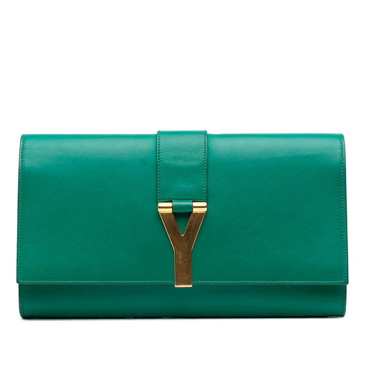 Saint Laurent Cuir Chyc Ligne Pochette Vert – GABY PARIS Authentique