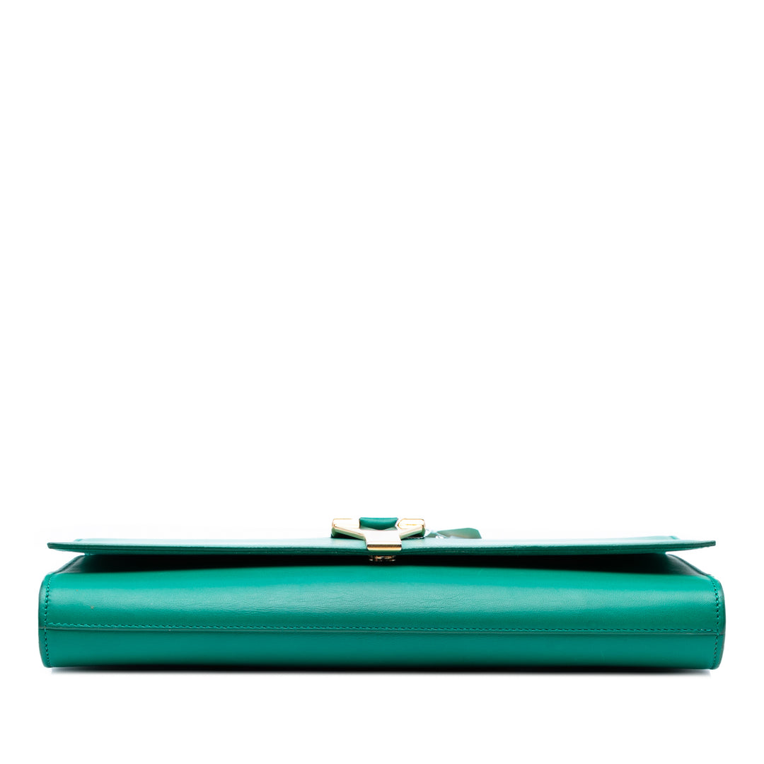Saint Laurent Cuir Chyc Ligne Pochette Vert – GABY PARIS Authentique