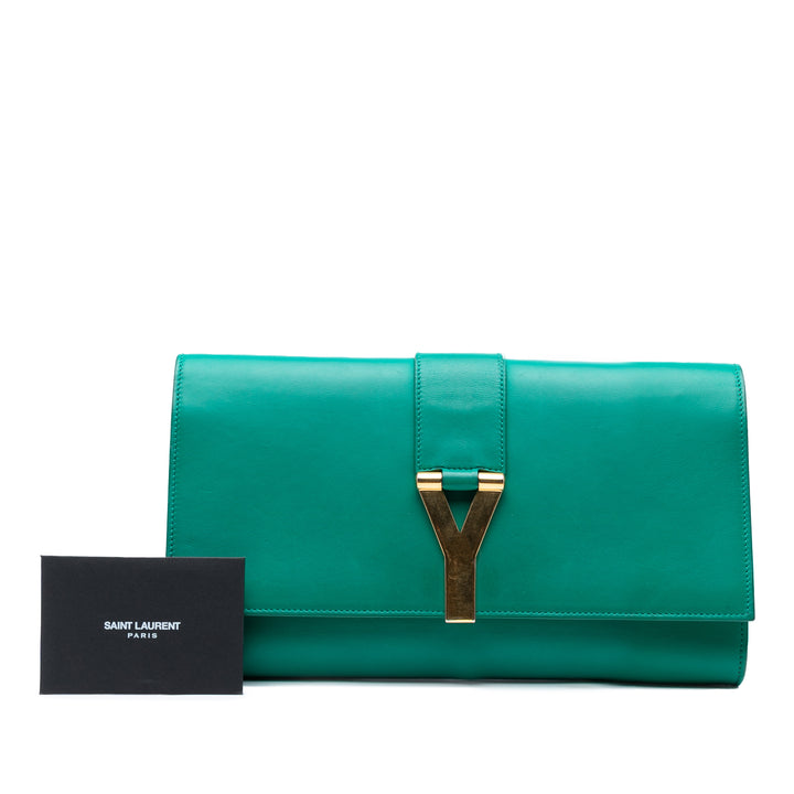 Saint Laurent Cuir Chyc Ligne Pochette Vert – GABY PARIS Authentique