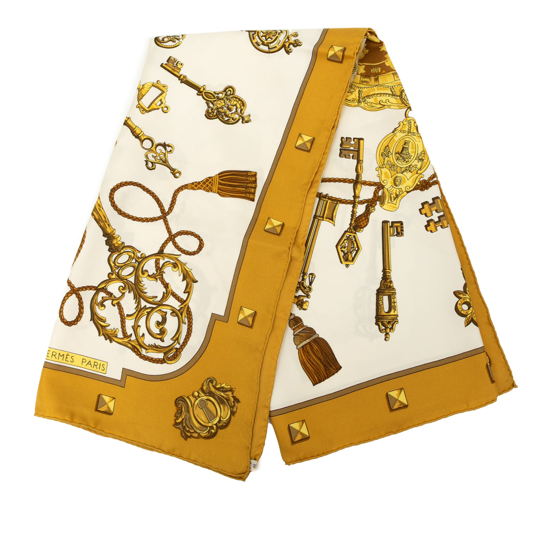 Hermès Keys Les Cles Soie Foulard Blanc – GABY PARIS Authentique
