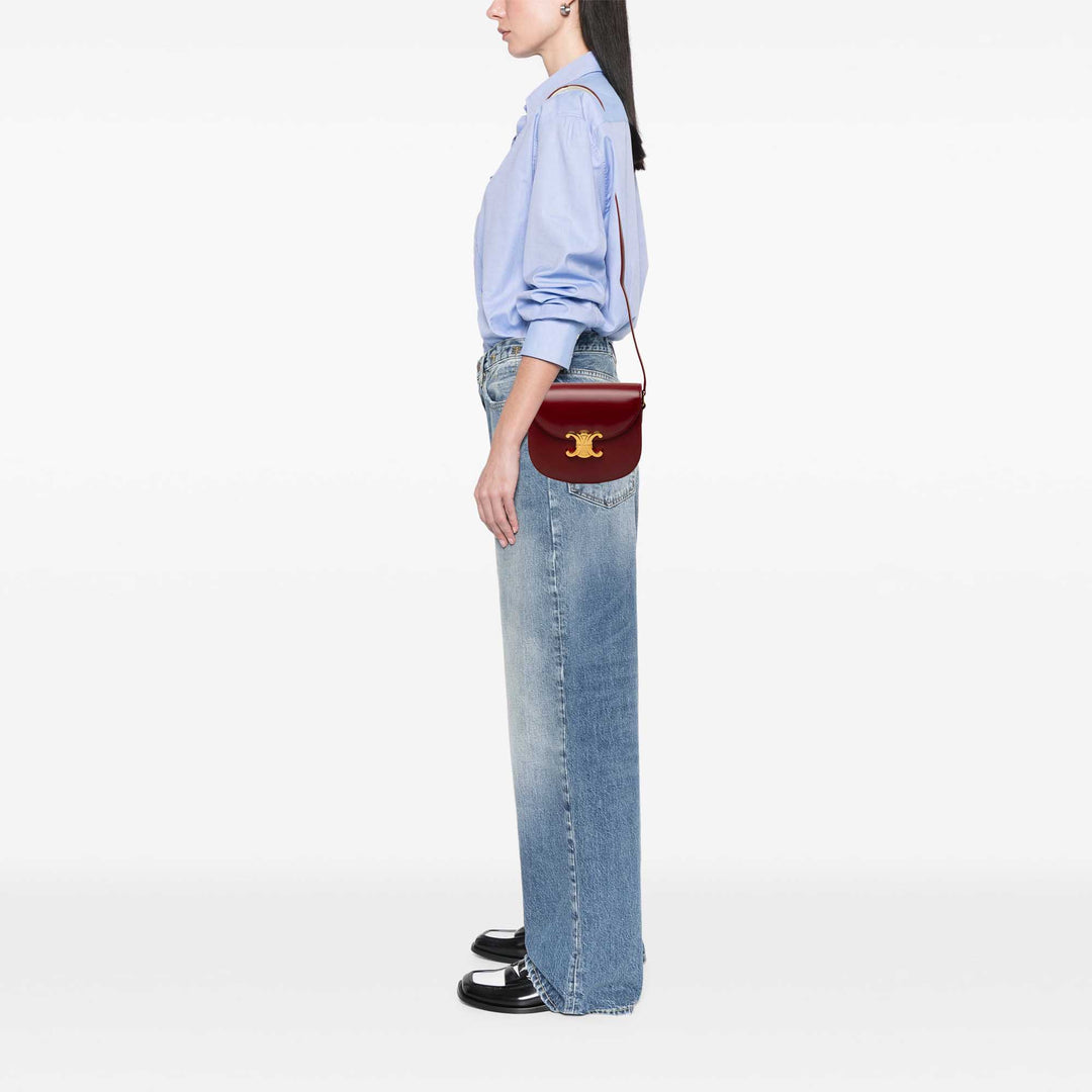 brillant Triomphe Besace Clea Sac Teen Cuir de veau Rouge