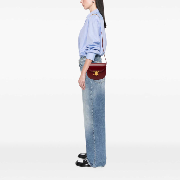 brillant Triomphe Besace Clea Sac Teen Cuir de veau Rouge
