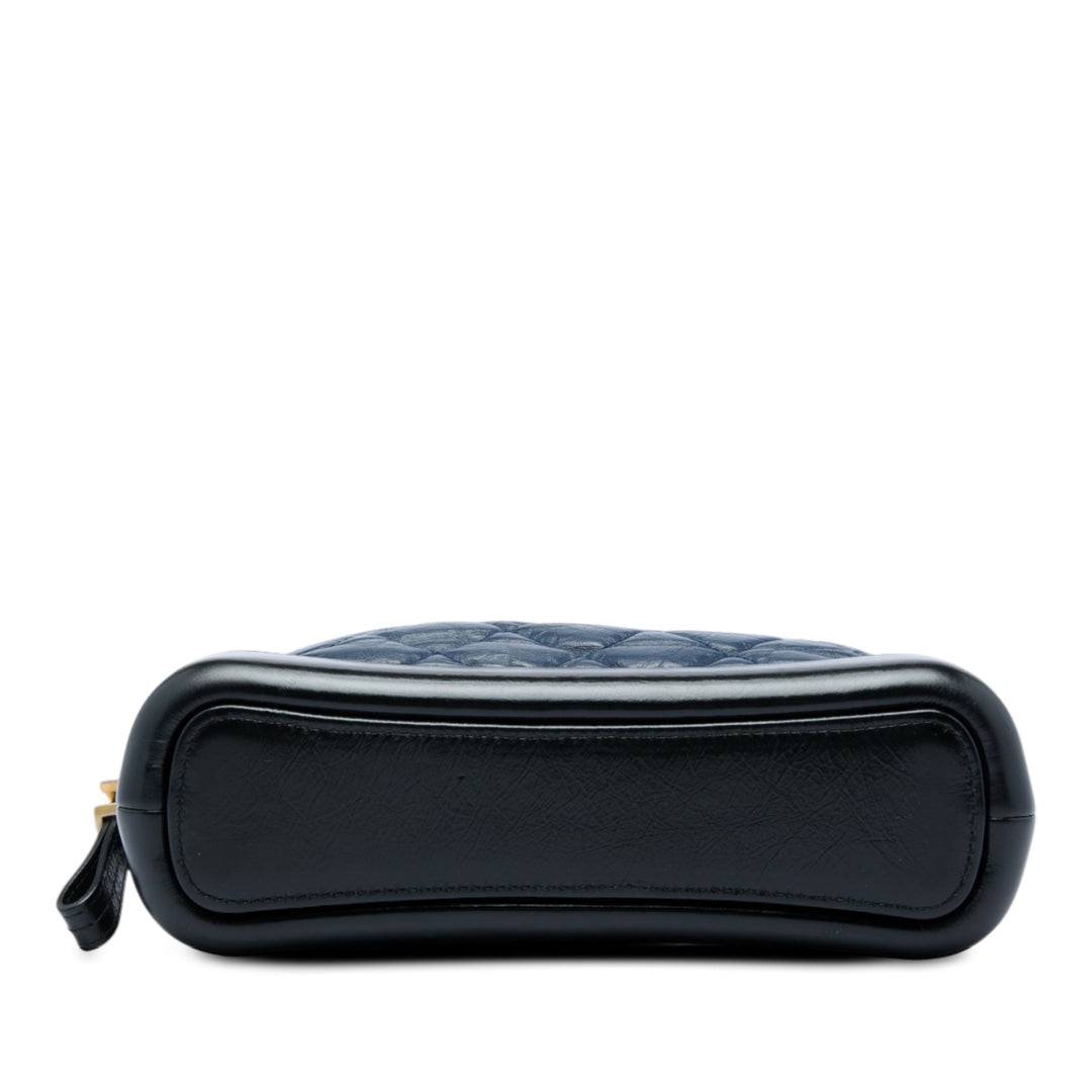 Bicolore Matelassé vieilli Gabrielle Trousse de maquillage Cuir de veau Bleu