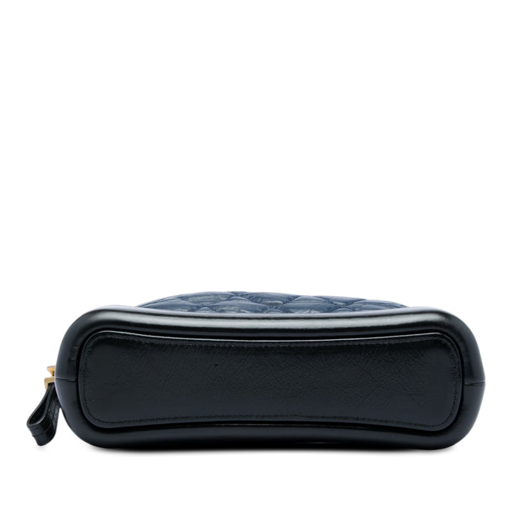 Bicolore Matelassé vieilli Gabrielle Trousse de maquillage Cuir de veau Bleu