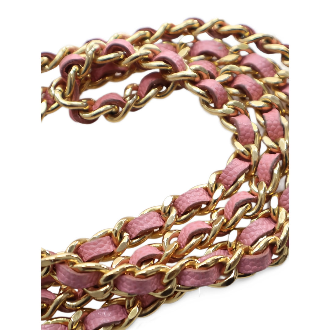 Chanel Pochette CC Matelassé avec chaîne Mini Cuir caviar Rose – vue 14 – GABY PARIS
