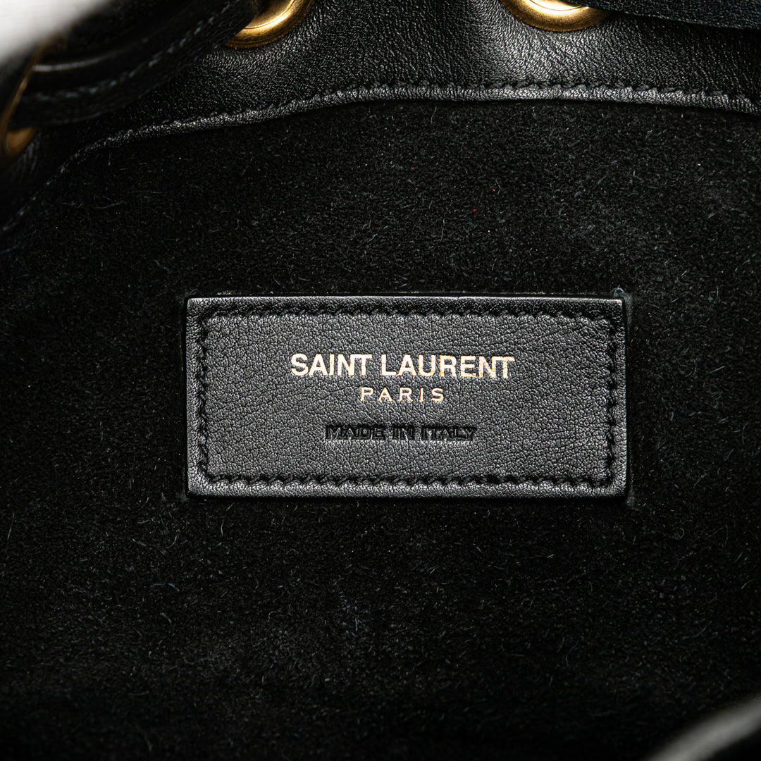 Saint Laurent Small Cuir de veau Emmanuelle Fringe Bucket Bag Noir