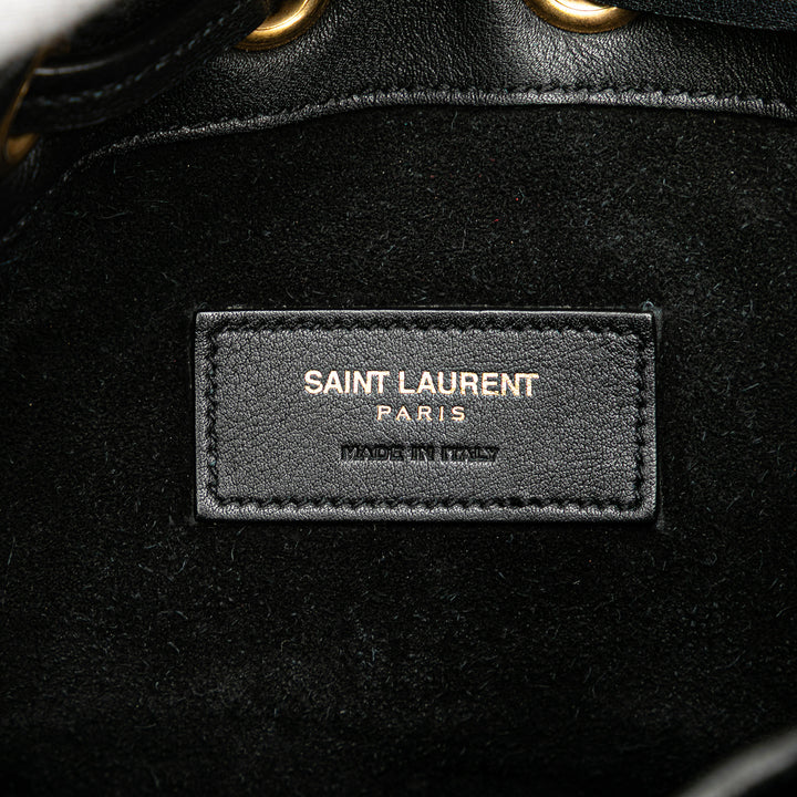 Saint Laurent Small Cuir de veau Emmanuelle Fringe Bucket Bag Noir