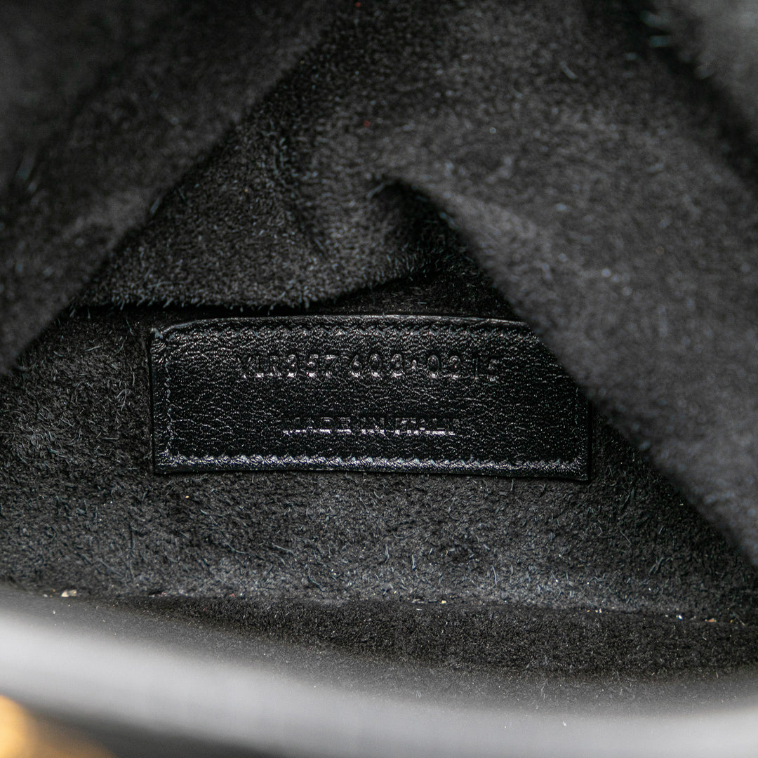 Saint Laurent Small Cuir de veau Emmanuelle Fringe Bucket Bag Noir