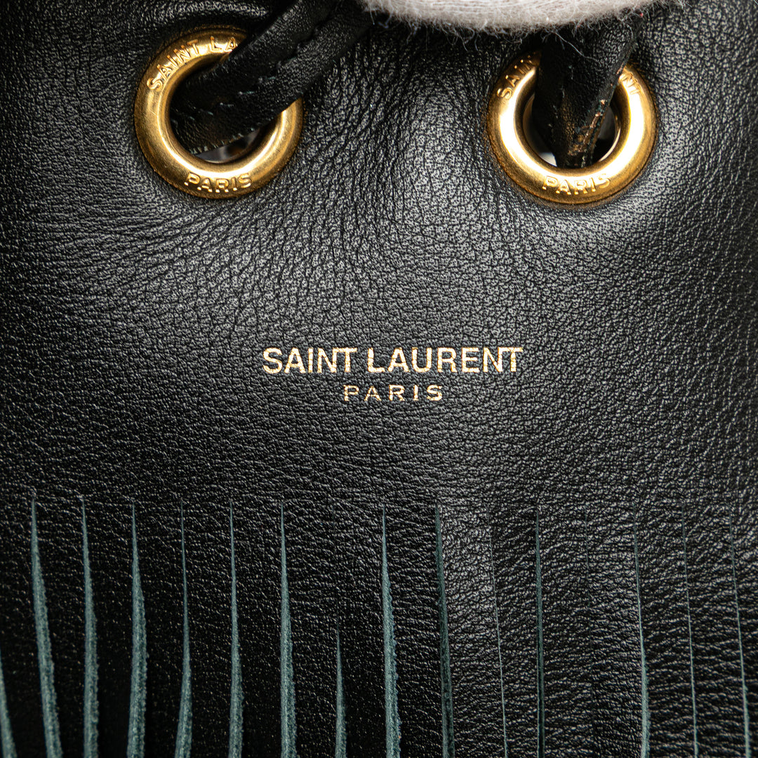 Saint Laurent Small Cuir de veau Emmanuelle Fringe Bucket Bag Noir