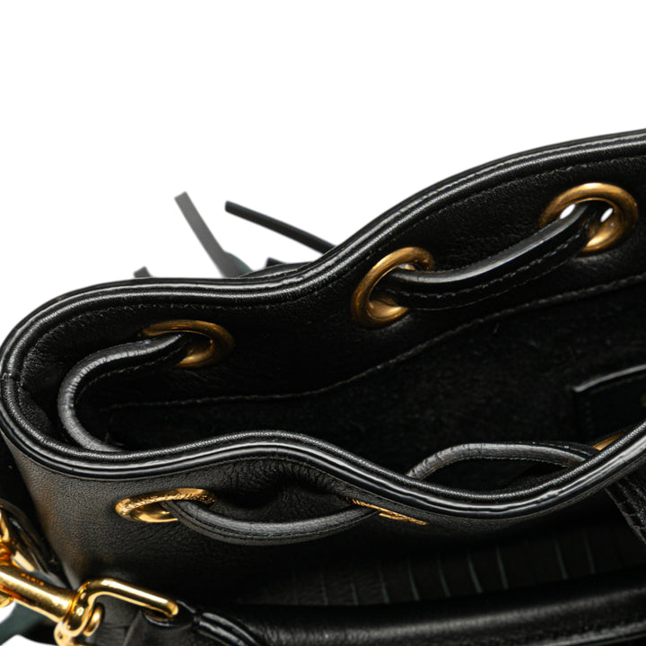 Saint Laurent Small Cuir de veau Emmanuelle Fringe Bucket Bag Noir