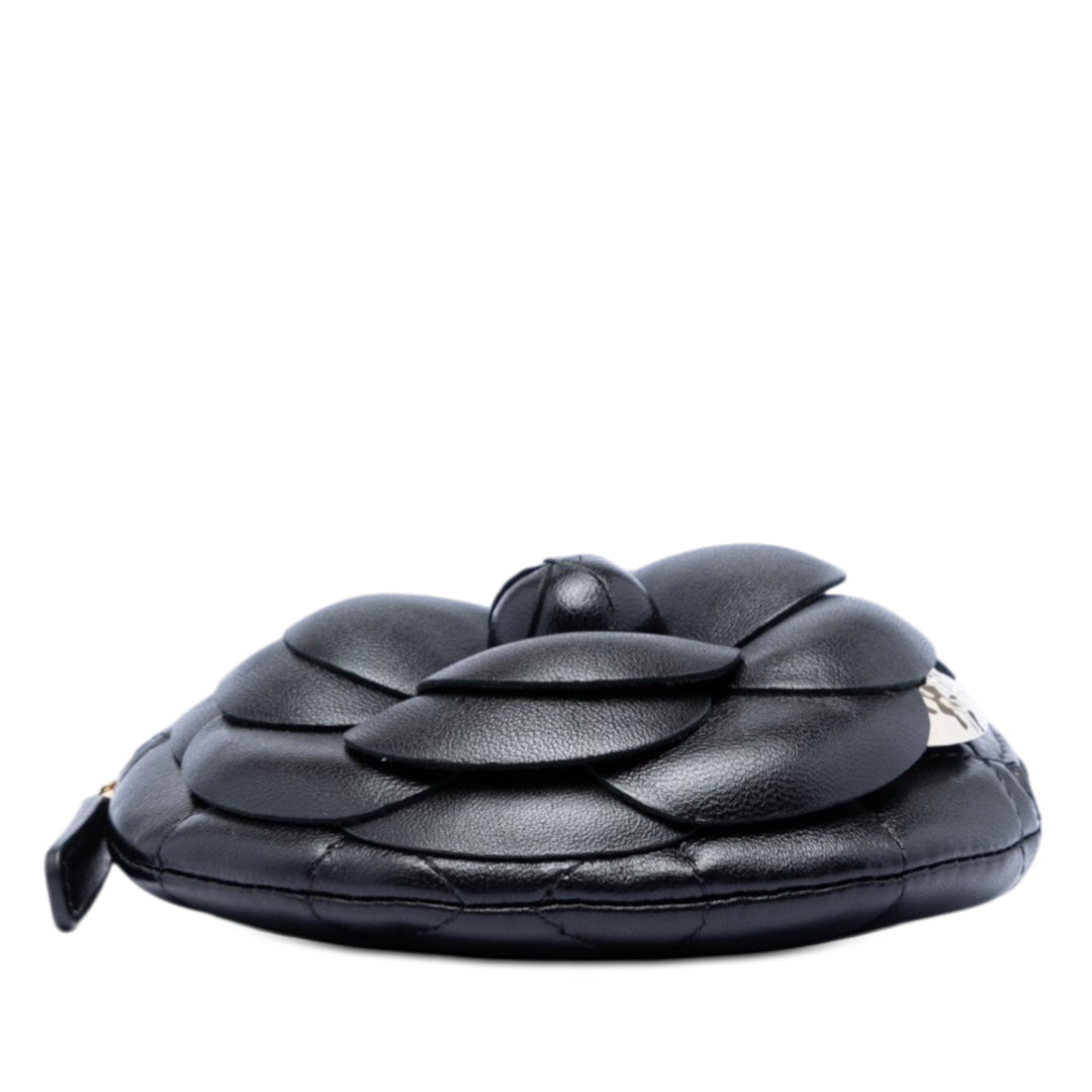 Chanel Mini CC Cuir d’agneau Camellia Bouquet Rond Pochette avec chaîne