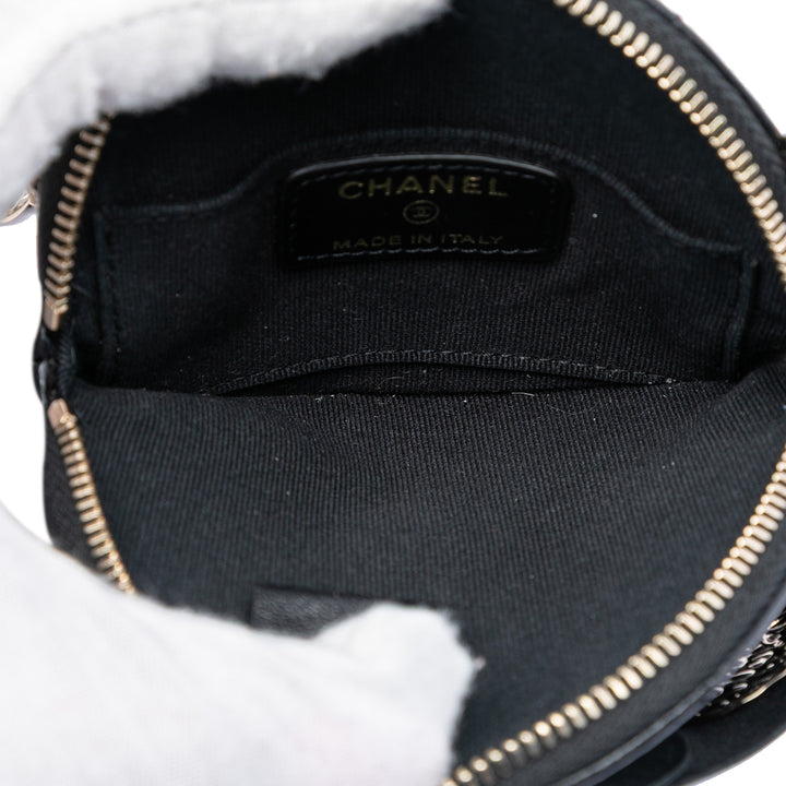 Chanel Mini CC Cuir d’agneau Camellia Bouquet Rond Pochette avec chaîne