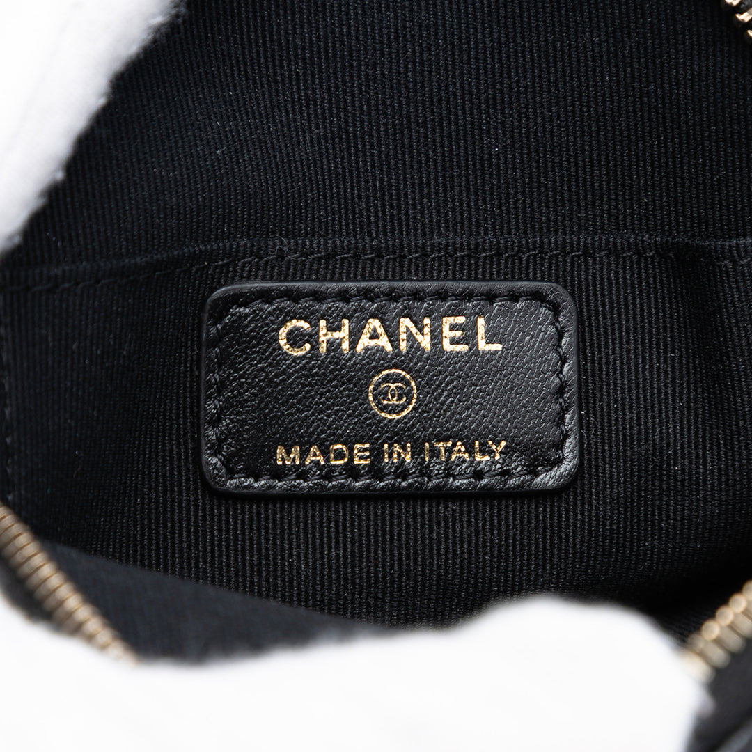 Chanel Mini CC Cuir d’agneau Camellia Bouquet Rond Pochette avec chaîne