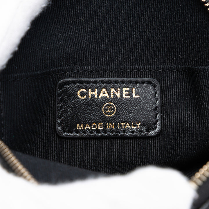 Chanel Mini CC Cuir d’agneau Camellia Bouquet Rond Pochette avec chaîne