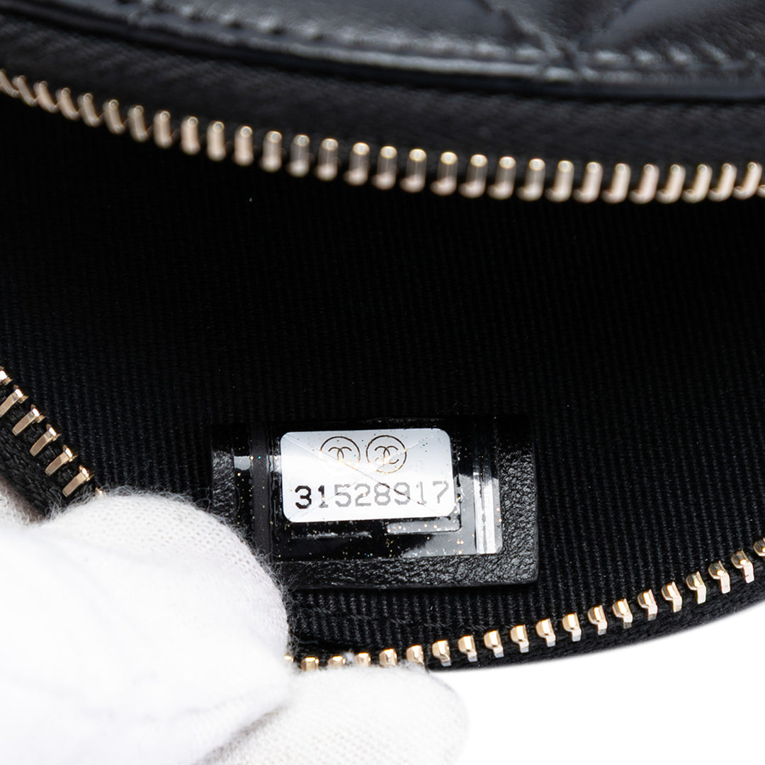 Chanel Mini CC Cuir d’agneau Camellia Bouquet Rond Pochette avec chaîne