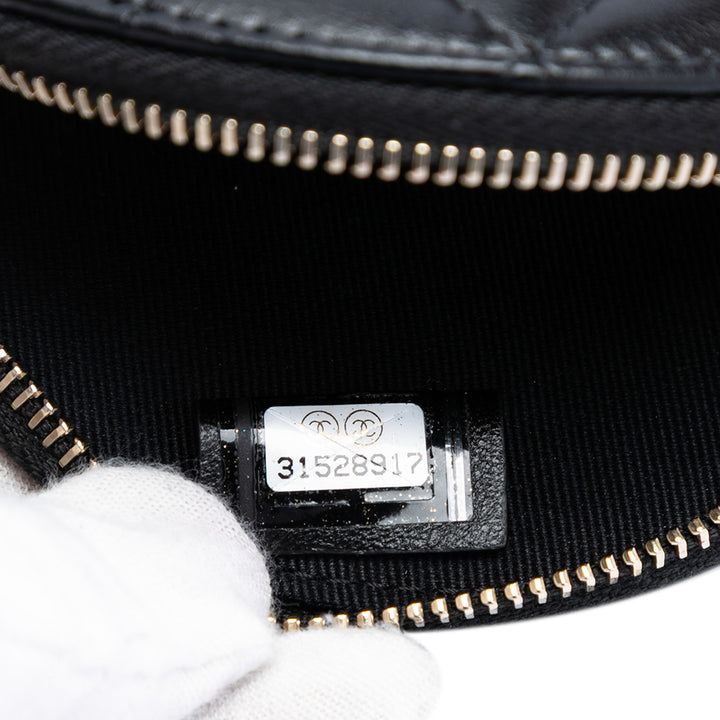 Chanel Mini CC Cuir d’agneau Camellia Bouquet Rond Pochette avec chaîne