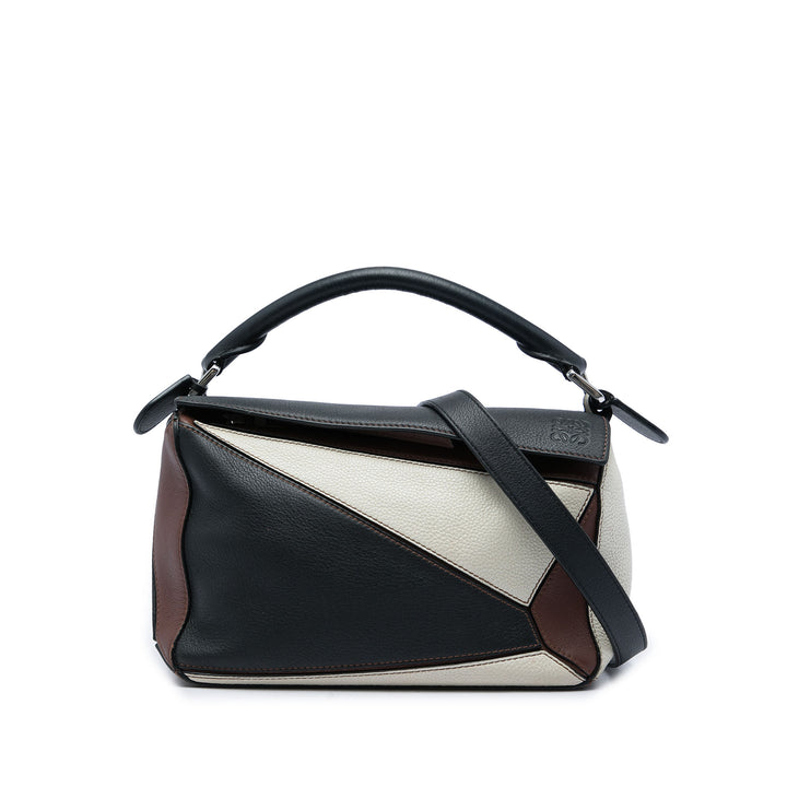 LOEWE Sac à main Tricolore Puzzle Petit Cuir de veau Noir – vue principale – GABY PARIS