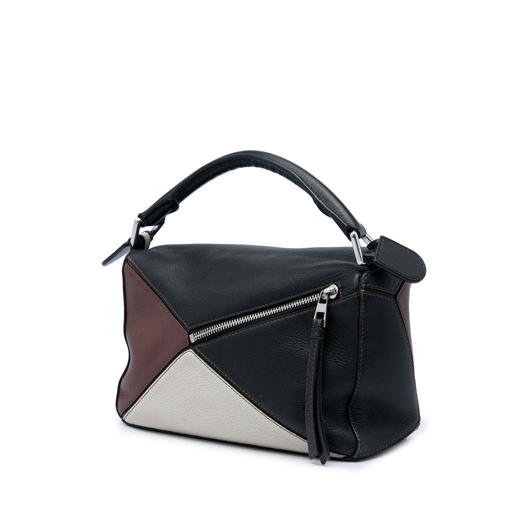 LOEWE Sac à main Tricolore Puzzle Petit Cuir de veau Noir – vue 2 – GABY PARIS