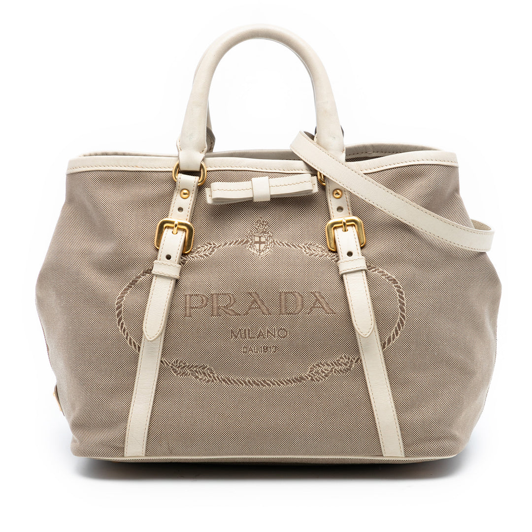 Prada Toile Canapa Logo Bow Sac