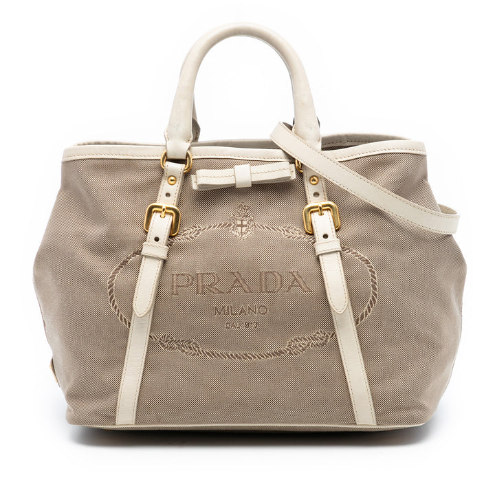 Prada Toile Canapa Logo Bow Sac