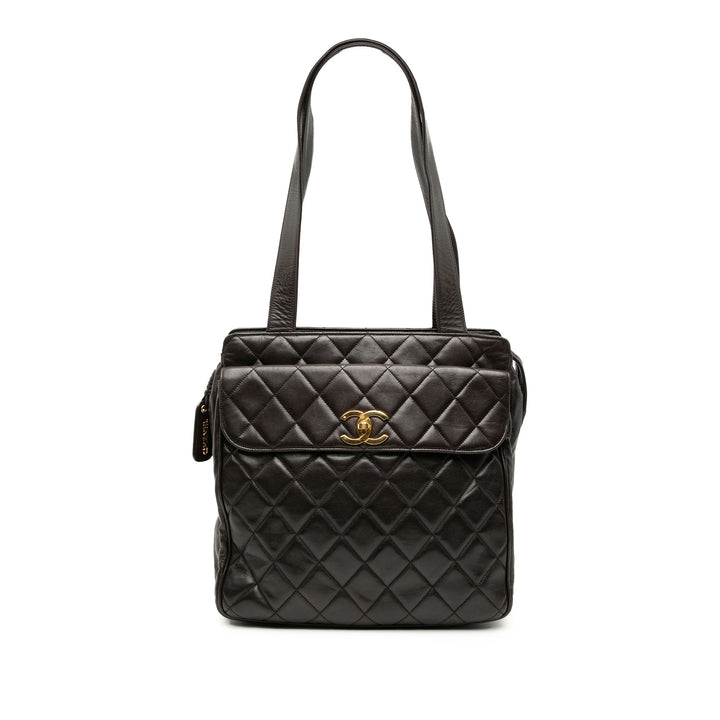 Chanel CC Matelassé Poche avant Cabas Cuir d'agneau