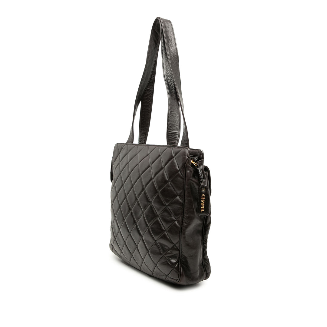 Chanel CC Matelassé Poche avant Cabas Cuir d'agneau