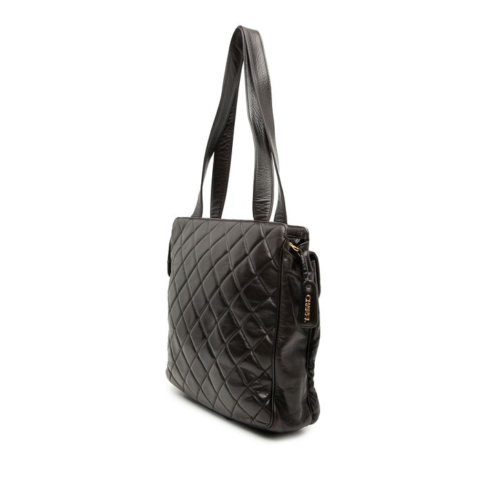 Chanel CC Matelassé Poche avant Cabas Cuir d'agneau