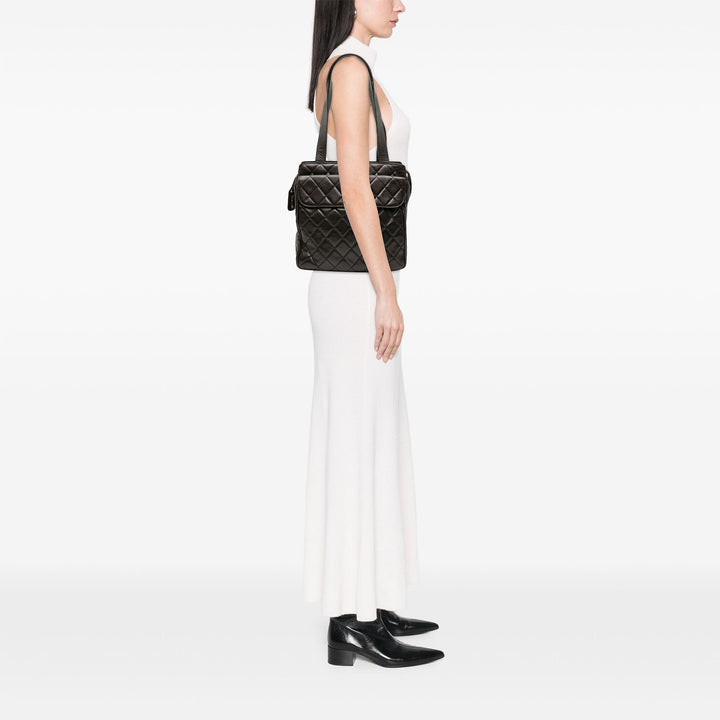 Chanel CC Matelassé Poche avant Cabas Cuir d'agneau