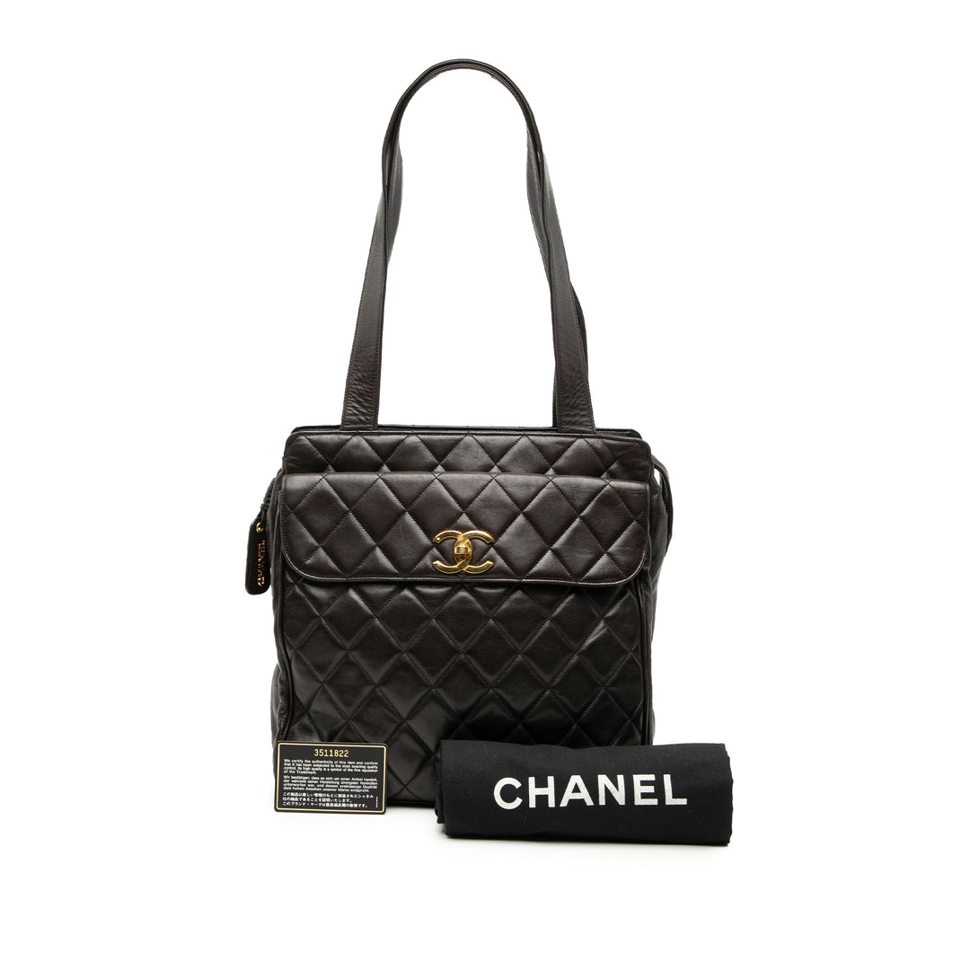 Chanel CC Matelassé Poche avant Cabas Cuir d'agneau