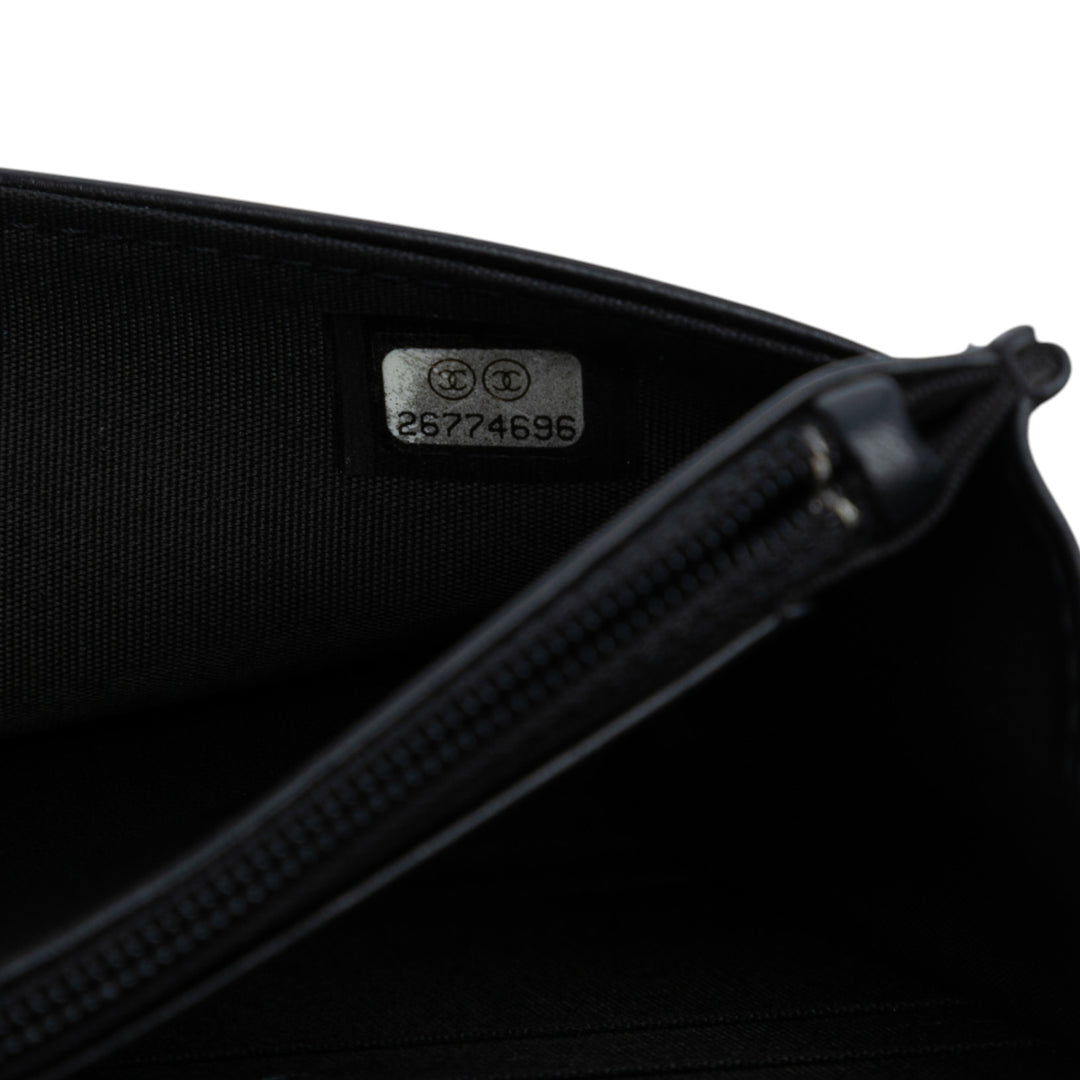 Chanel Chevron Quilted Cuir de veau Boy Wallet On Chain Noir