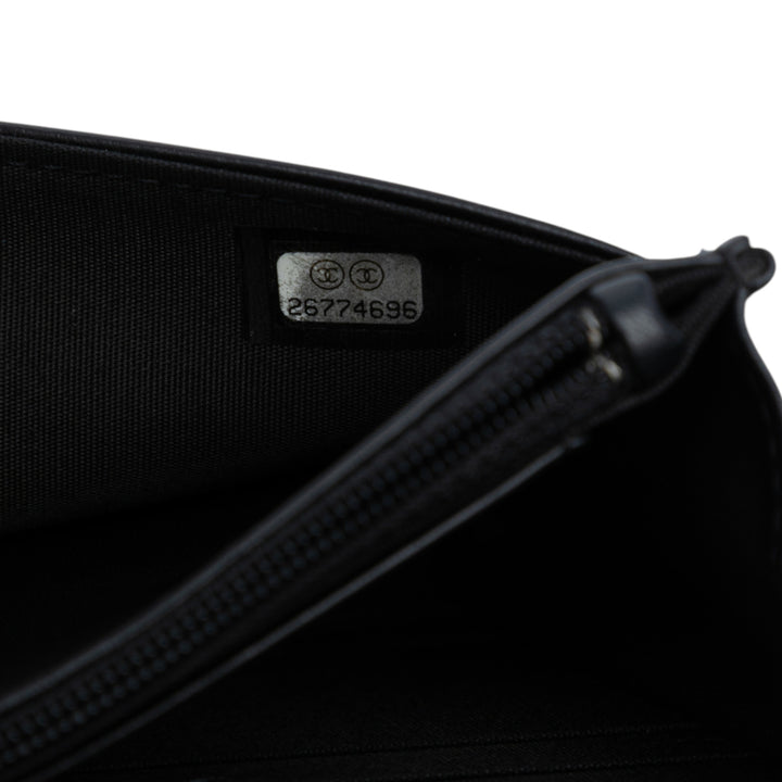 Chanel Chevron Quilted Cuir de veau Boy Wallet On Chain Noir