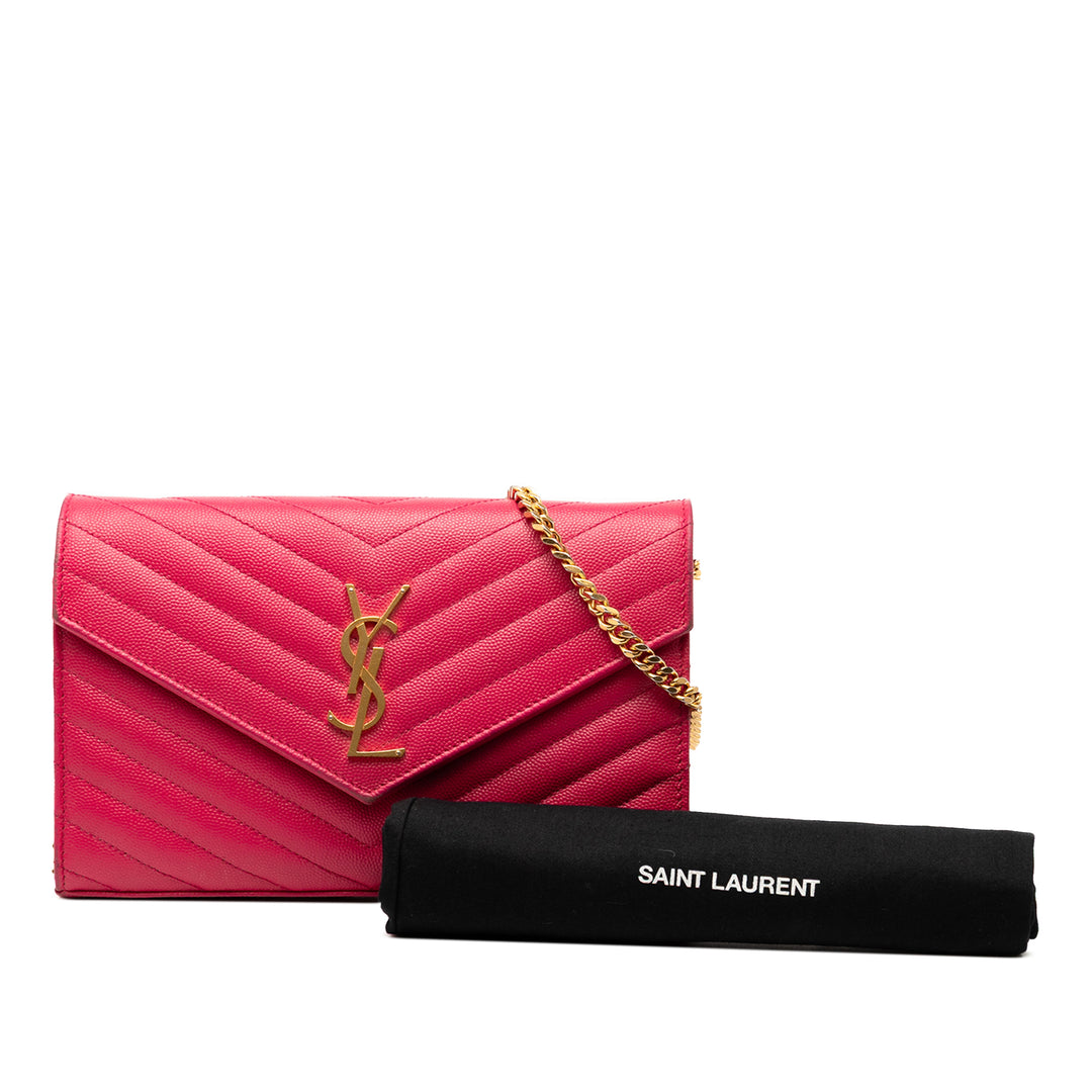 Saint Laurent Grain De Poudre Classic Cassandre Chain Wallet