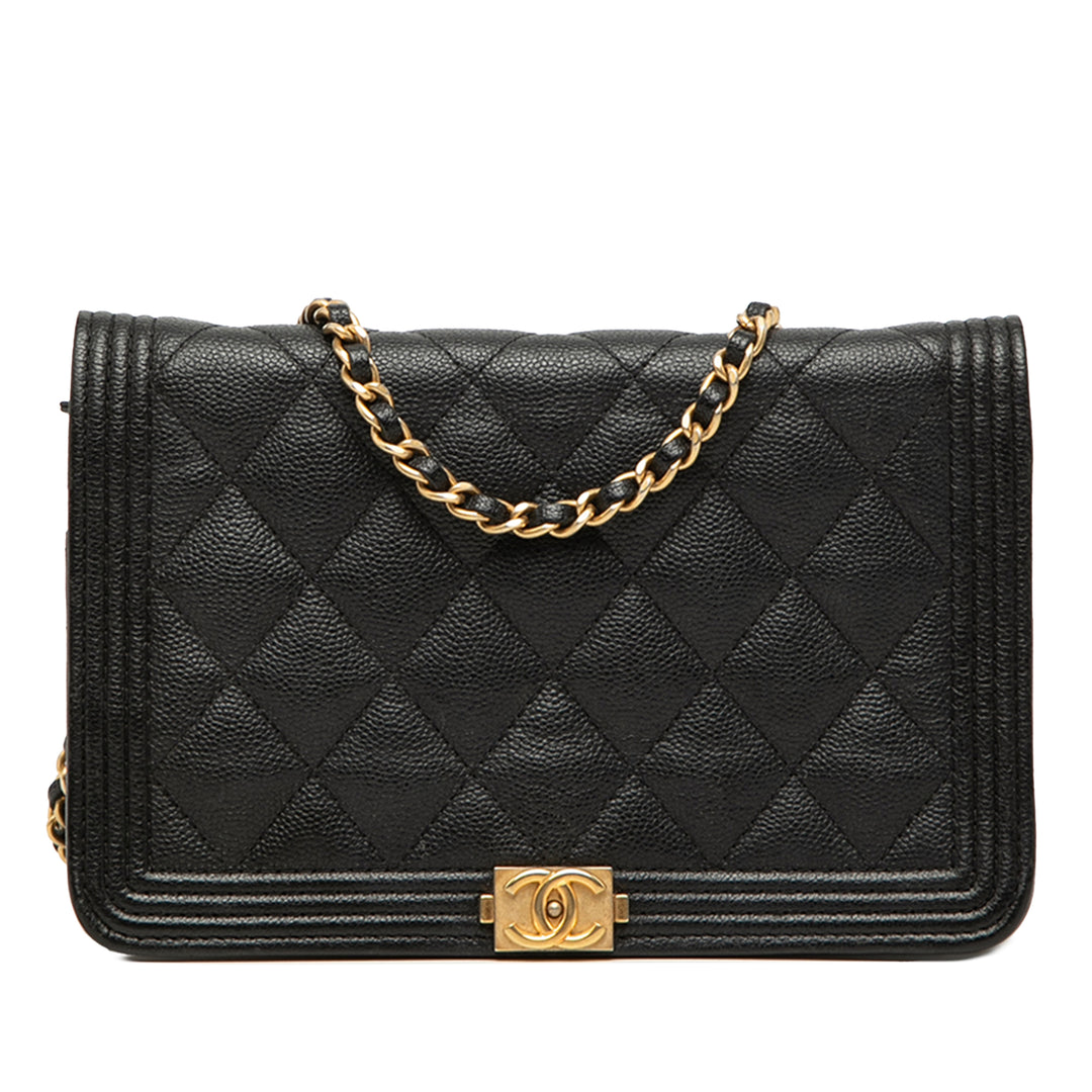 Chanel Matelassé Caviar Boy Wallet on Chain