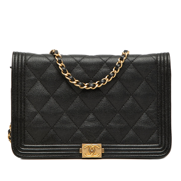 Chanel Matelassé Caviar Boy Wallet on Chain
