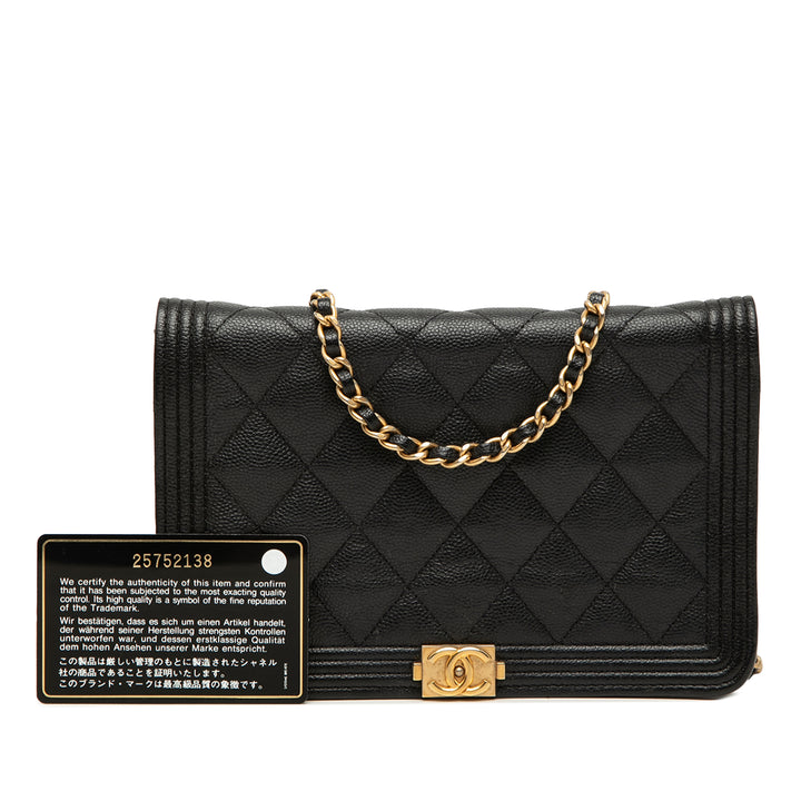 Chanel Matelassé Caviar Boy Wallet on Chain