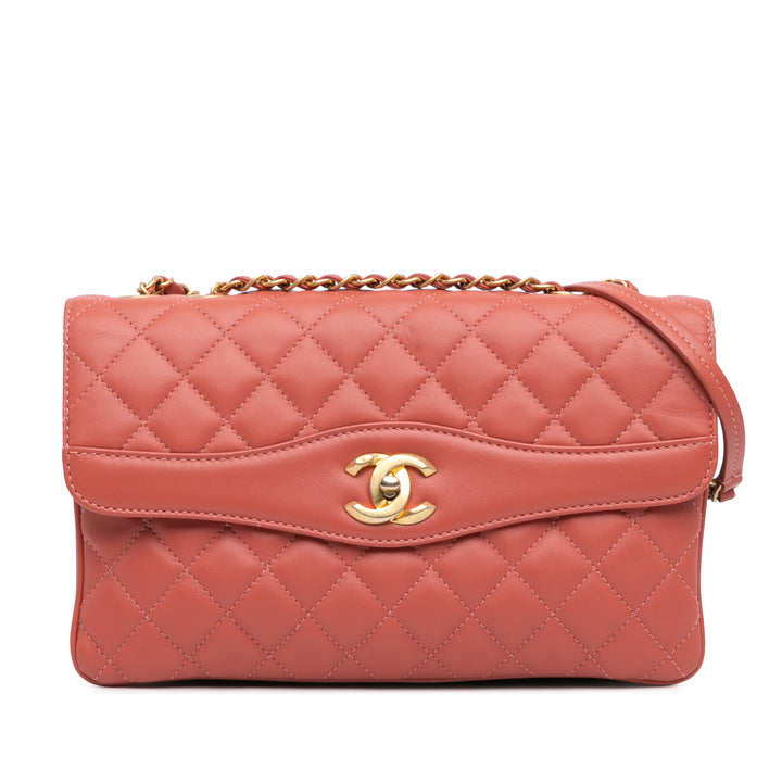 Large Lambskin Daily Companion Flap Pink - Gaby Paris