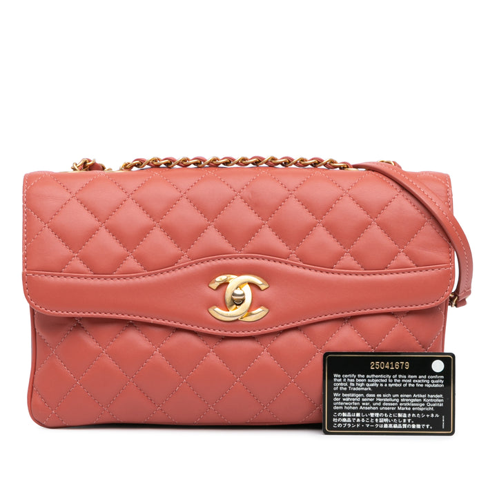 Large Lambskin Daily Companion Flap Pink - Gaby Paris