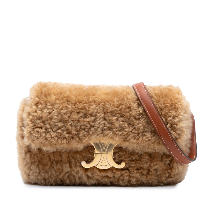 Celine Shearling Triomphe Sac bandoulière Marron
