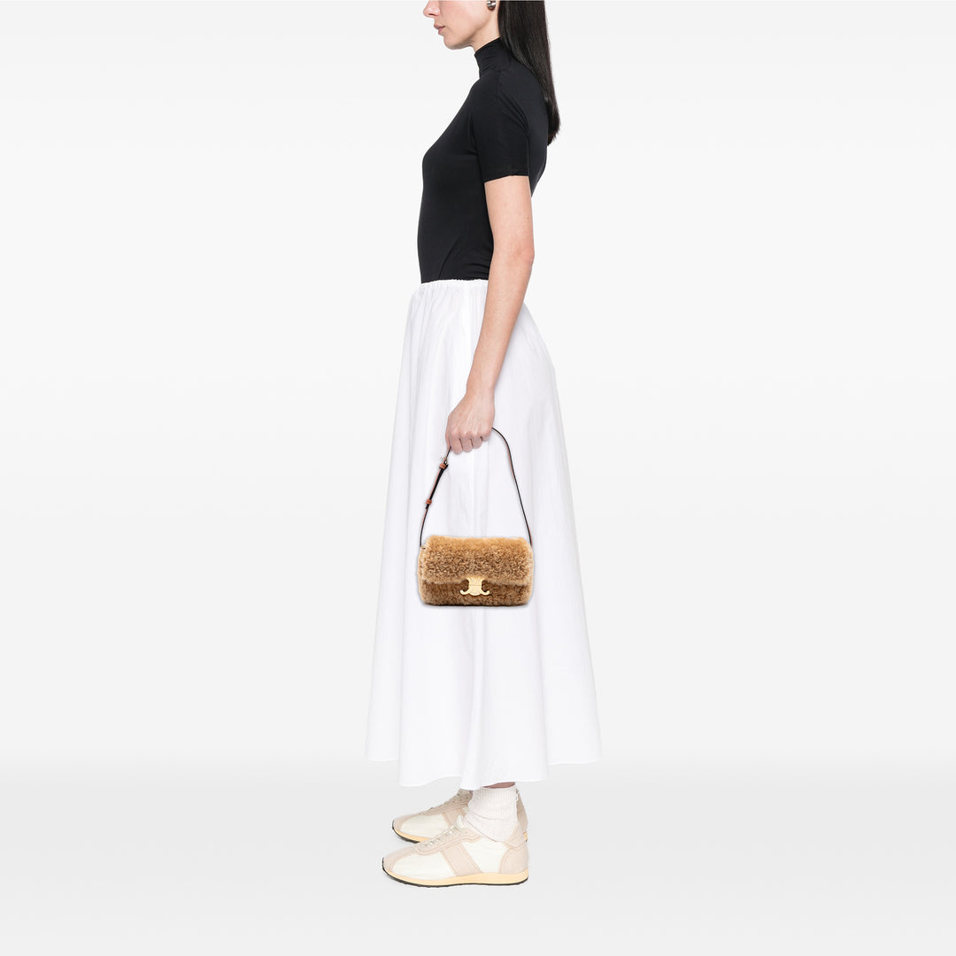 Celine Shearling Triomphe Sac bandoulière Marron