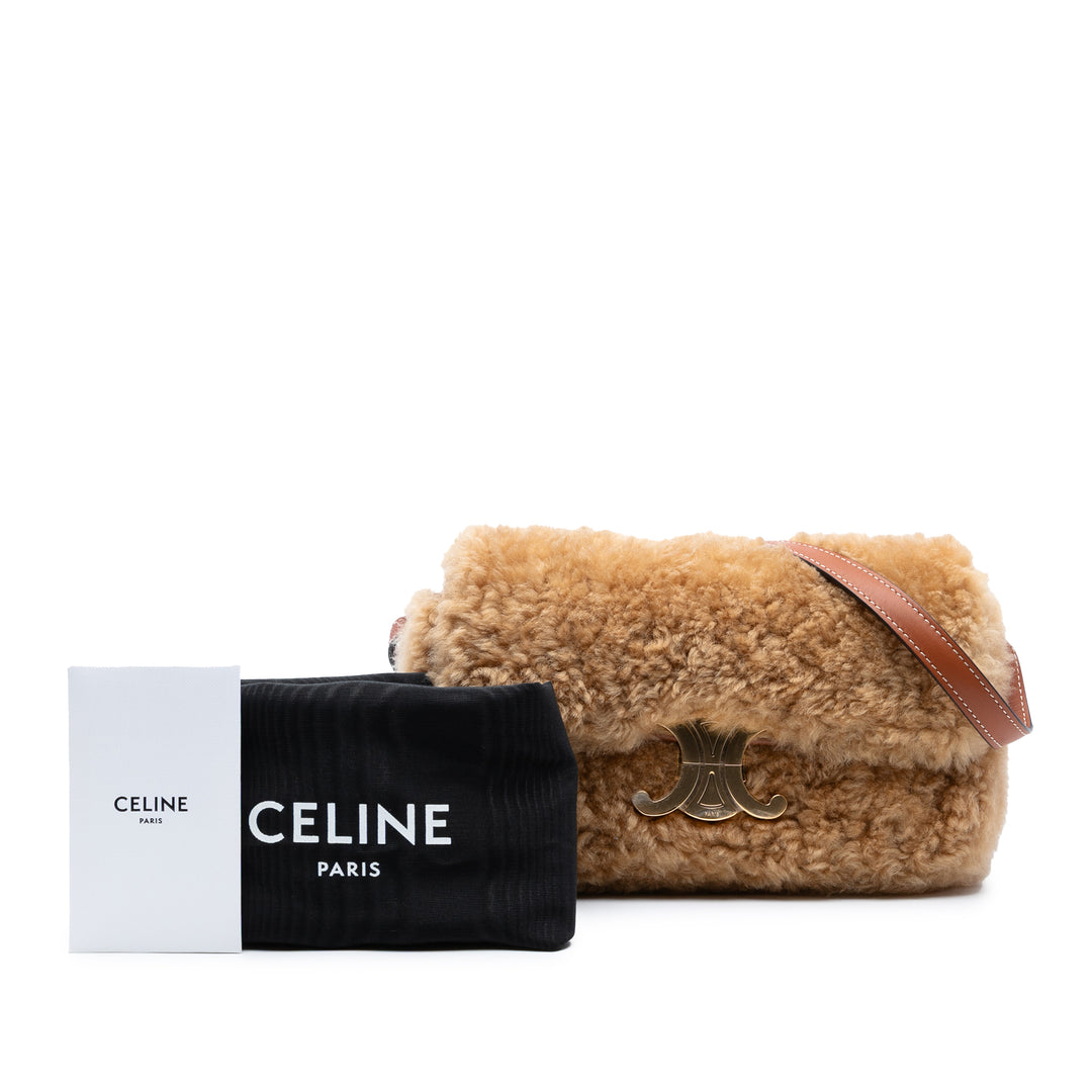 Celine Shearling Triomphe Sac bandoulière Marron