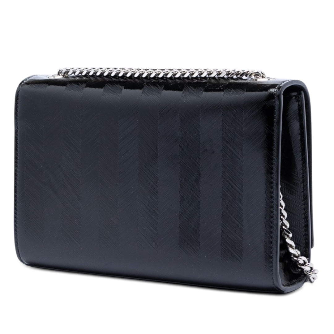 Saint Laurent Medium Chevron Cuir verni Monogram Kate Pompon Sac porté croisé