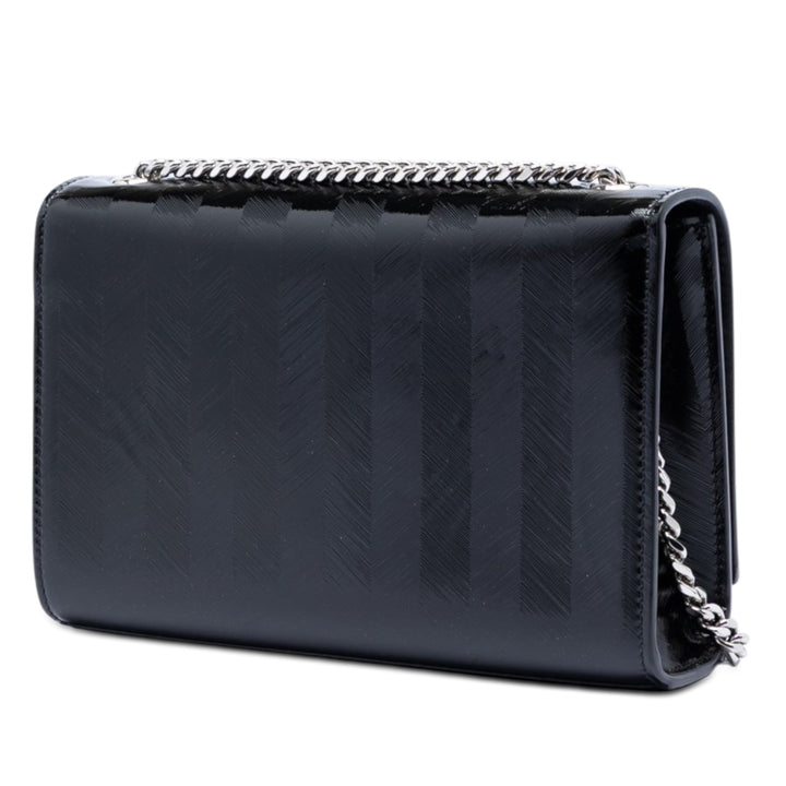Saint Laurent Medium Chevron Cuir verni Monogram Kate Pompon Sac porté croisé