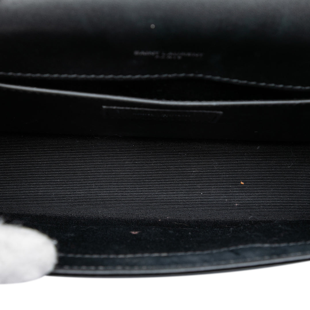 Saint Laurent Medium Chevron Cuir verni Monogram Kate Pompon Sac porté croisé