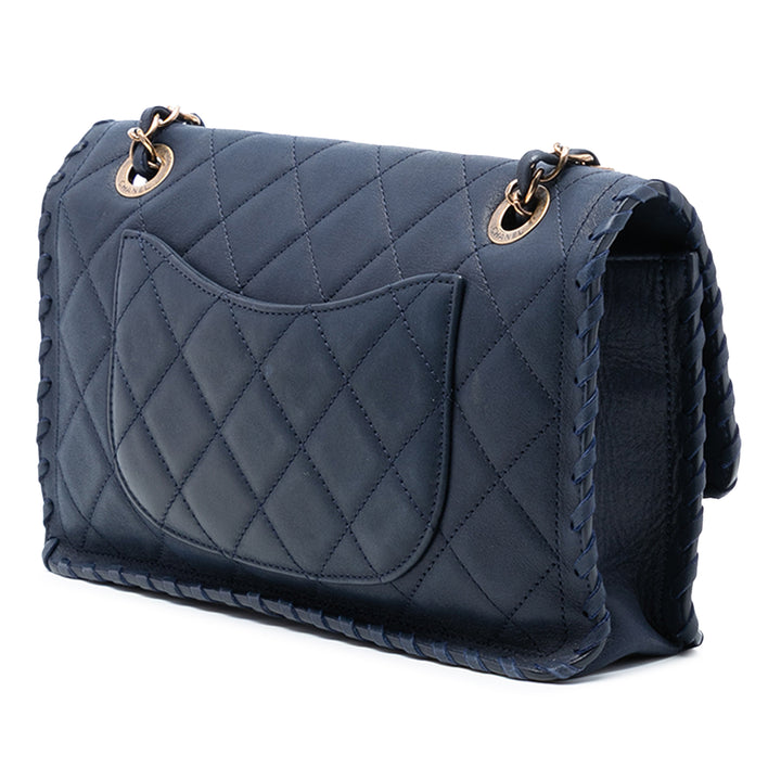 Chanel Medium Matelassé Iridescent Cuir de veau Happy Stitch à rabat