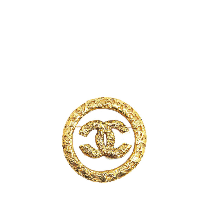 Gold Plated CC Round Brooch Gold - Gaby Paris